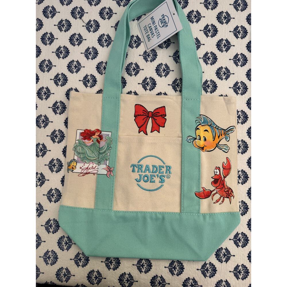 Disney Ariel, Flounder Sebastian Custom Made Trader Joes Mini Tote One of a Kind - Picture 2 of 6